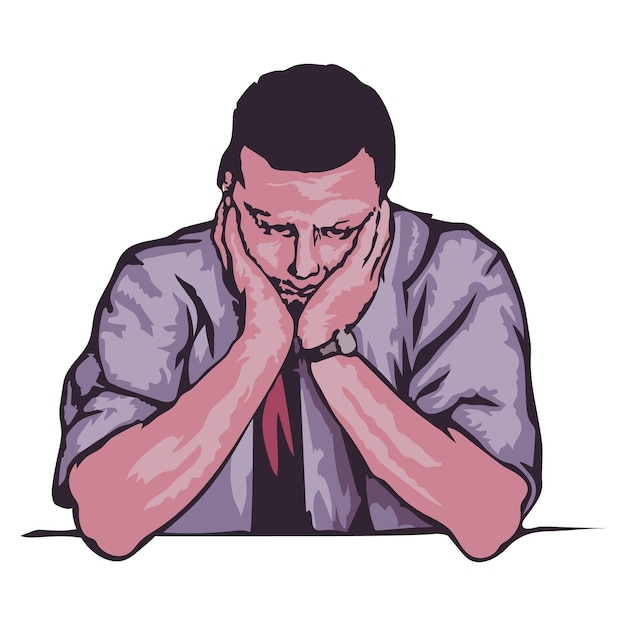 La ilustración vectorial del hombre de negocios está triste