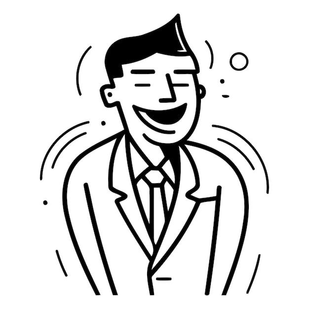 Ilustración vectorial de un hombre de negocios feliz en traje con corbata