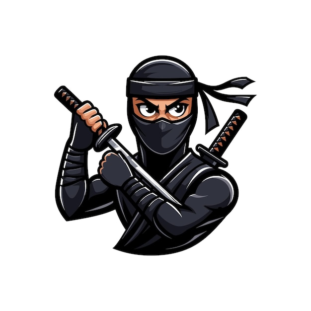 Una ilustración vectorial de un hombre ninja fuerte un ninja negro con una espada y el ninja