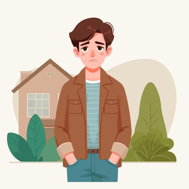Ilustración vectorial de un hombre preocupado con un estilo de diseño plano simple y minimalista