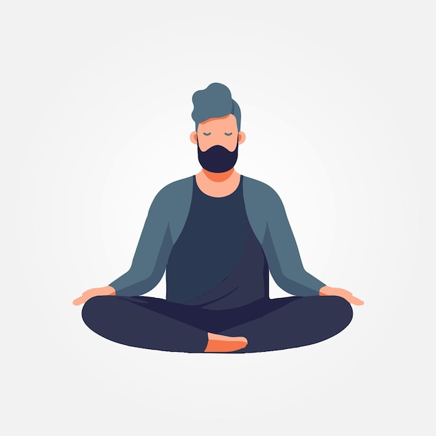 Vector ilustración vectorial hombre sentado meditando