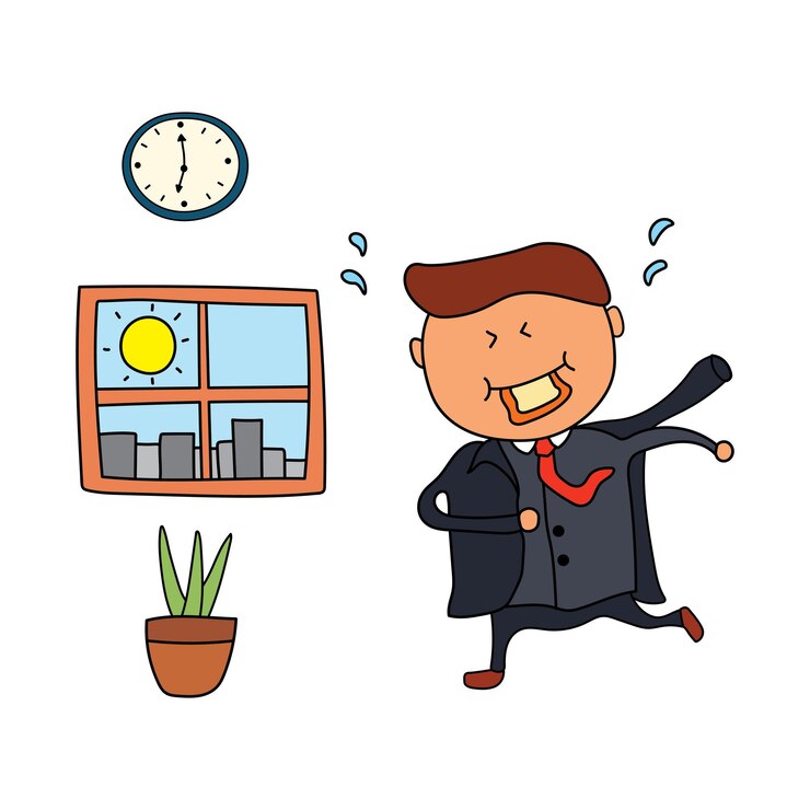 Vector ilustración vectorial del hombre tarde al trabajo