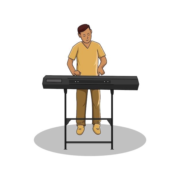 Ilustración vectorial un hombre tocando el teclado