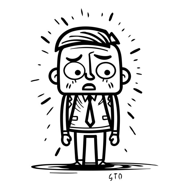 Ilustración vectorial de un hombre con traje y corbata al estilo doodle