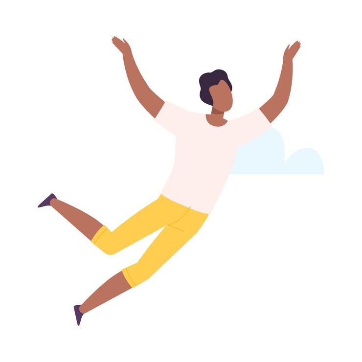 Vector ilustración vectorial de un hombre volando y soñando libremente