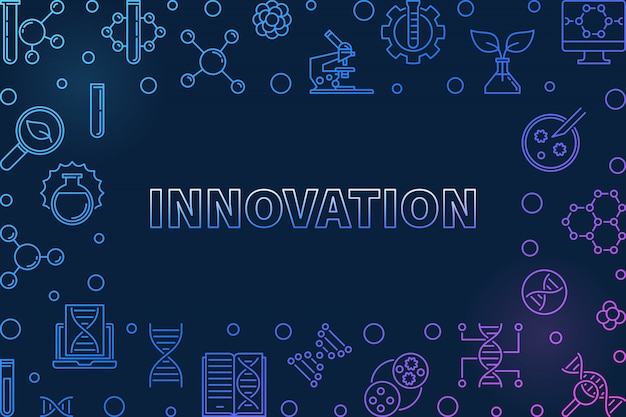 Ilustración vectorial horizontal colorida del concepto de la genética del vector de la innovación en fondo oscuro