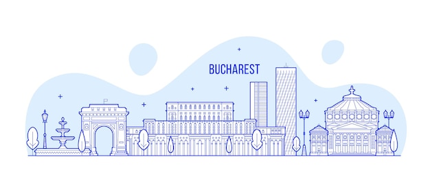 Vector ilustración vectorial del horizonte de bucarest en rumania