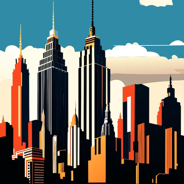 Vector ilustración vectorial del horizonte de la ciudad de nueva york