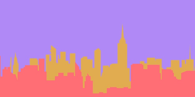 Ilustración vectorial del horizonte de la ciudad Paisaje urbano Paisaje de la ciudad diurno en estilo plano