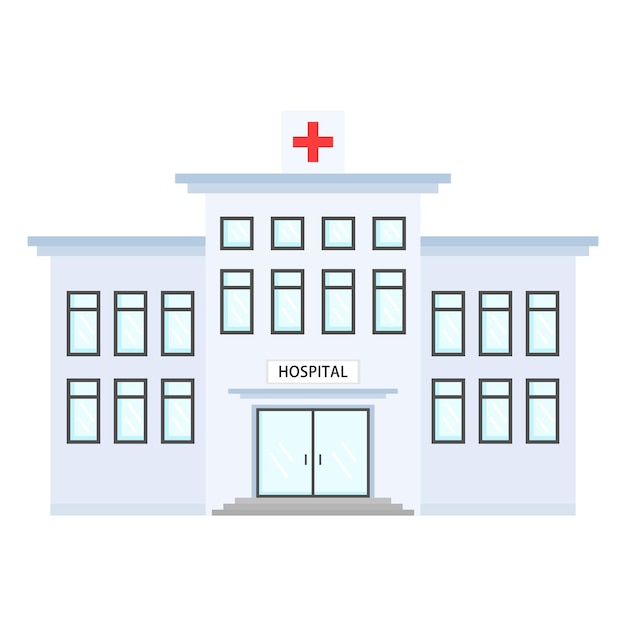 Ilustración vectorial del hospital en fondo blanco Edificio del hospital