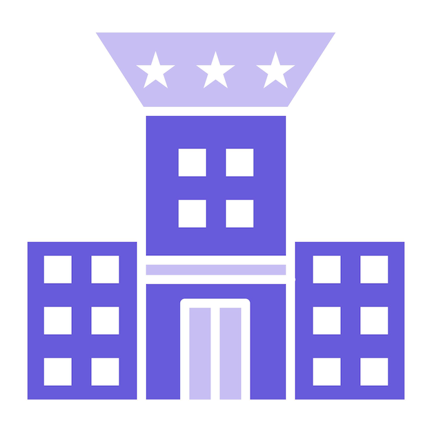 Ilustración vectorial de un hotel de tres estrellas
