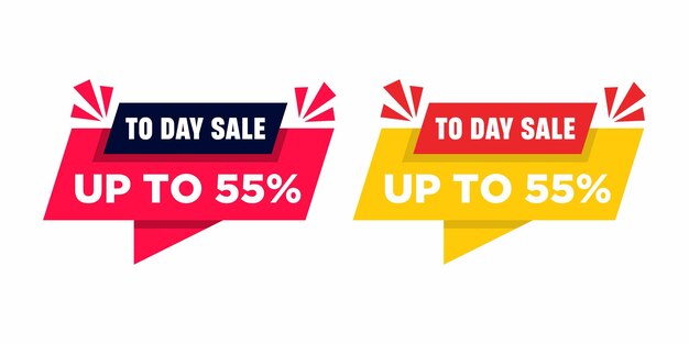 Ilustración vectorial Hoy solo venta Regístrese hasta un 55 por ciento de descuento en el diseño de etiquetas de venta de conjunto de burbujas de discurso de origami