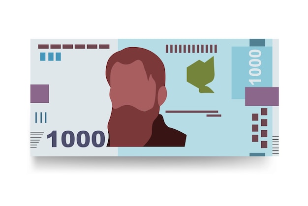 Ilustración vectorial de Hryvnia ucraniana Conjunto de dinero de Ucrania Paquete de billetes Papel moneda 1000 UAH