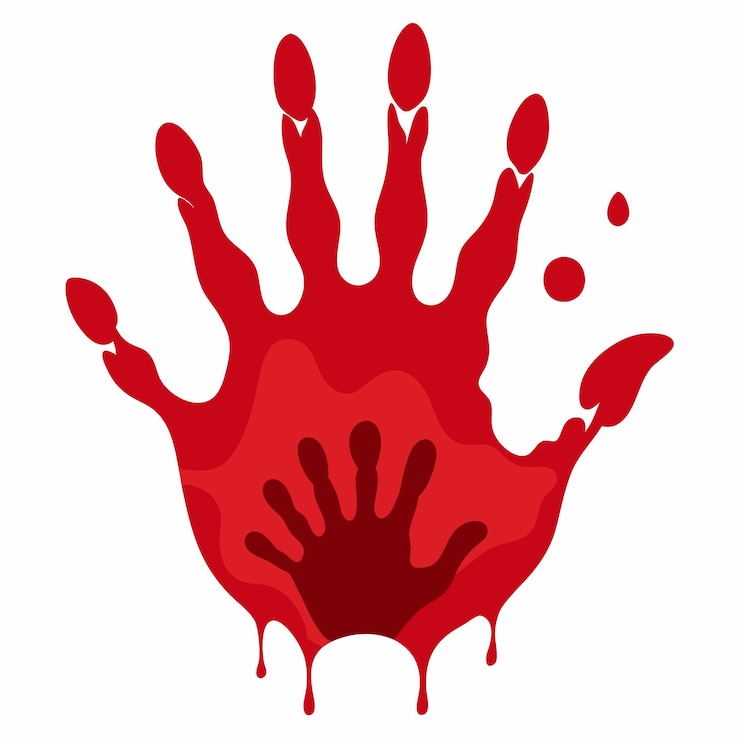 Vector ilustración vectorial de huellas de manos sangrientas aisladas sobre un fondo blanco