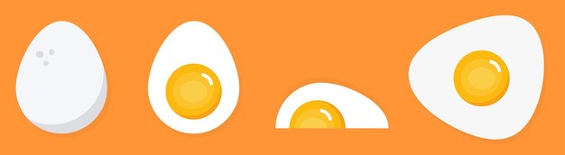 Vector ilustración vectorial de huevos de gallina en estilo plano conjunto de iconos de comida de huevo de gallina