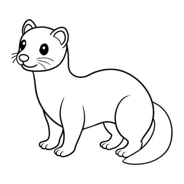 Ilustración vectorial de hurón Libro o página de colorear en blanco y negro para niños