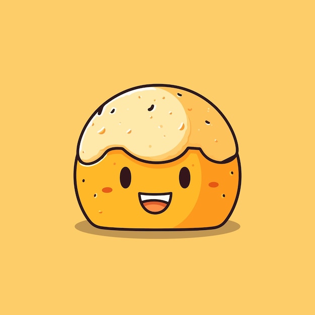 Ilustración vectorial icona de la mascota del pao de queijo recién horneado Pan de queso brasileño