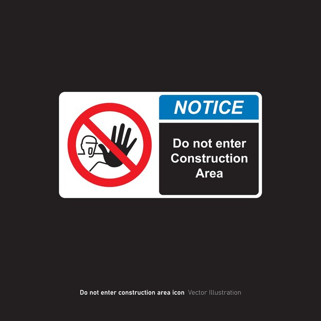 Ilustración vectorial del icono de advertencia de no entrar en el área de construcción