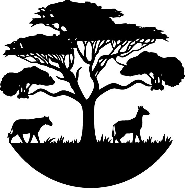 Vector ilustración vectorial del icono aislado de áfrica en blanco y negro