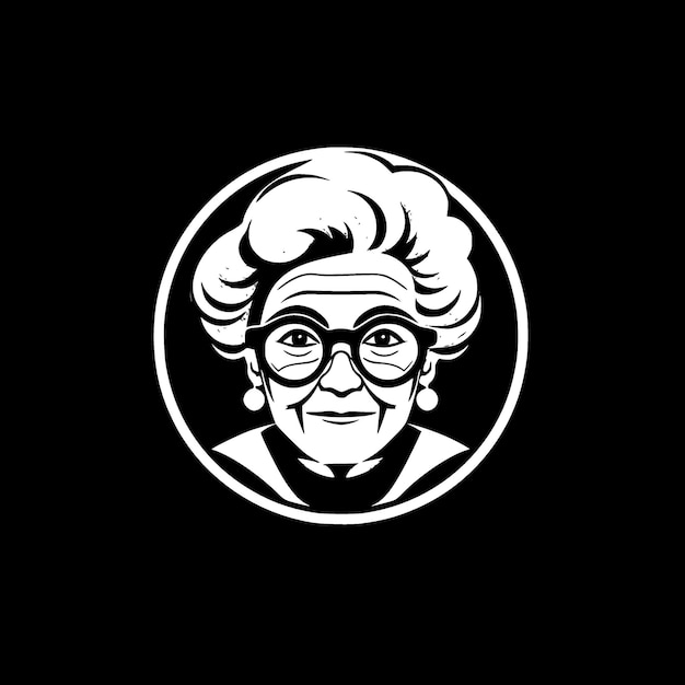 Vector ilustración vectorial de icono aislado en blanco y negro de la abuela