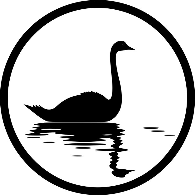 Ilustración vectorial del icono aislado blanco y negro del cisne