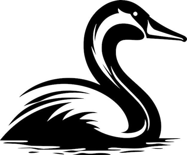 Ilustración vectorial del icono aislado blanco y negro del cisne