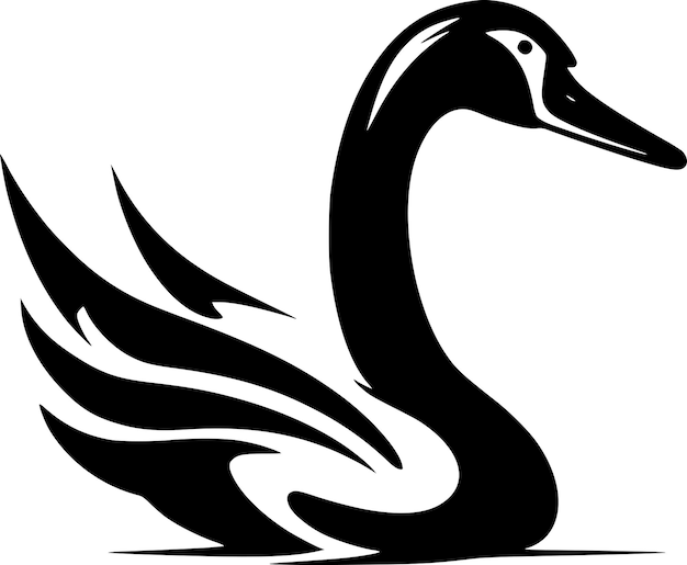 Ilustración vectorial del icono aislado blanco y negro del cisne