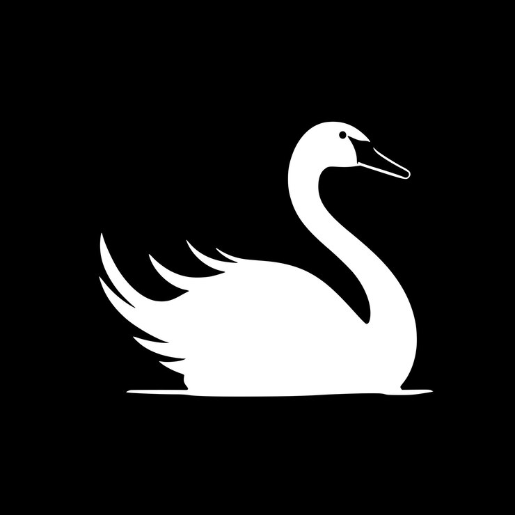 Vector ilustración vectorial del icono aislado blanco y negro del cisne