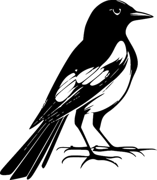 Vector ilustración vectorial del icono aislado en blanco y negro de magpie