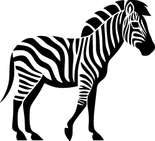Ilustración vectorial de icono aislado de cebra en blanco y negro