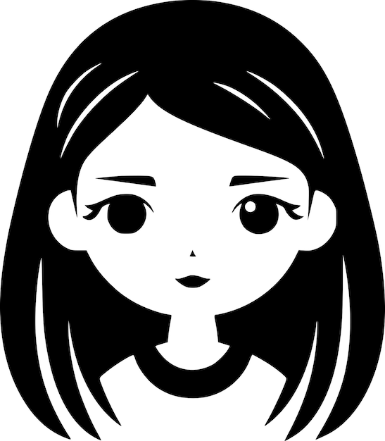 Ilustración vectorial de icono aislado de chica en blanco y negro