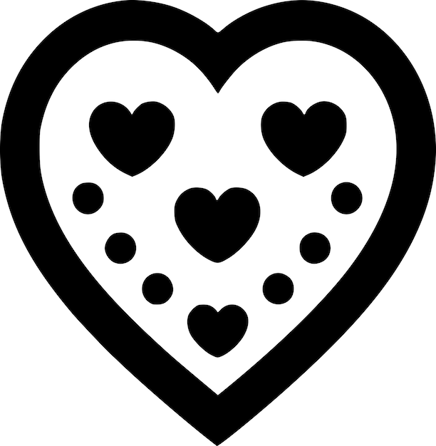 Ilustración vectorial de icono aislado de corazón en blanco y negro