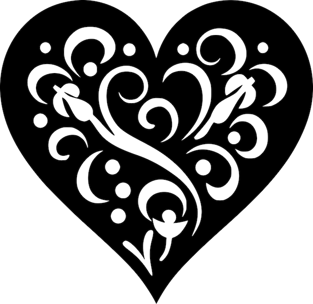 Ilustración vectorial de icono aislado de corazón en blanco y negro