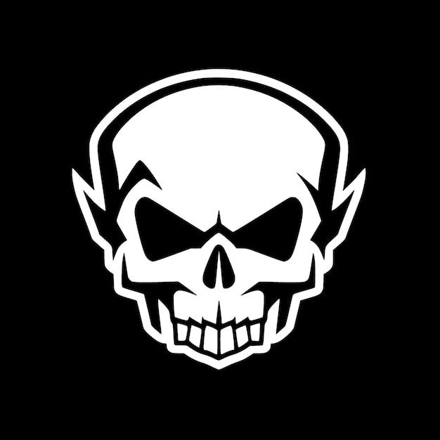 Vector ilustración vectorial de icono aislado de cráneo en blanco y negro