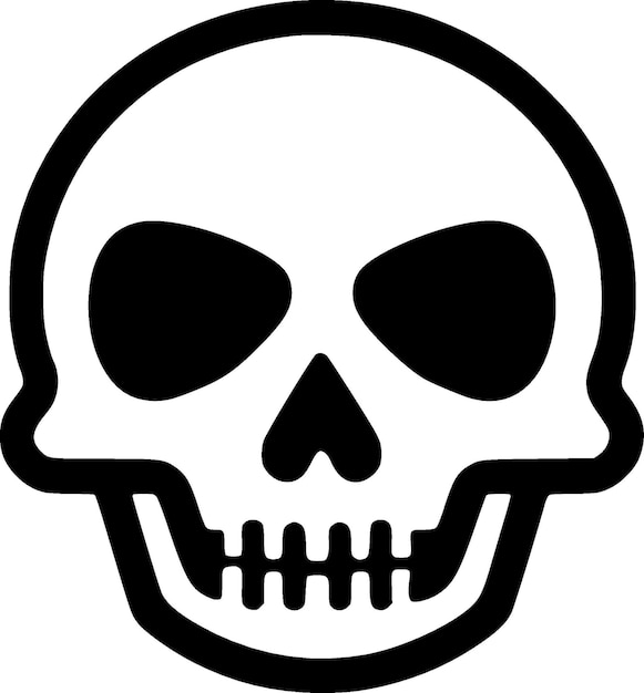 Ilustración vectorial de icono aislado de cráneo en blanco y negro