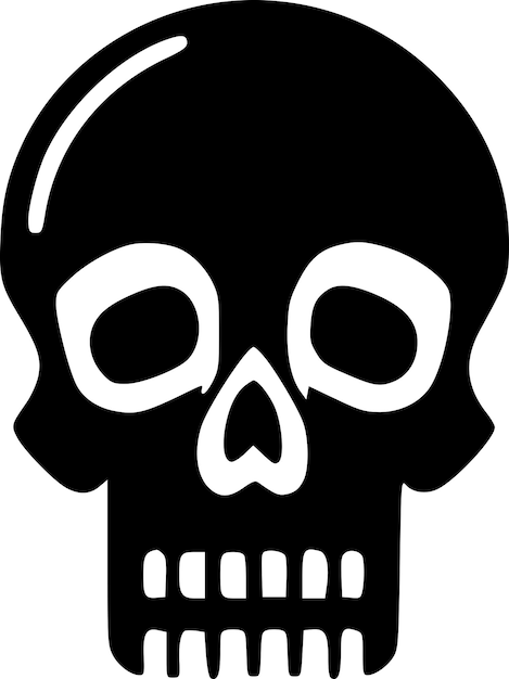 Ilustración vectorial de icono aislado de cráneo en blanco y negro