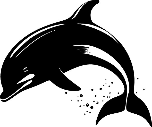Ilustración vectorial de icono aislado de delfín en blanco y negro