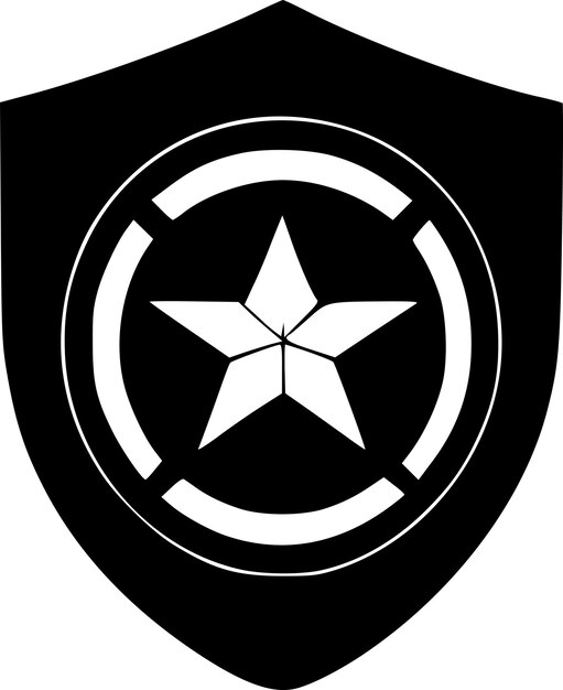 Vector ilustración vectorial de icono aislado de escudo en blanco y negro