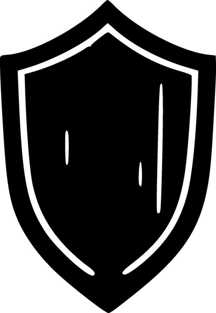 Ilustración vectorial de icono aislado de escudo en blanco y negro
