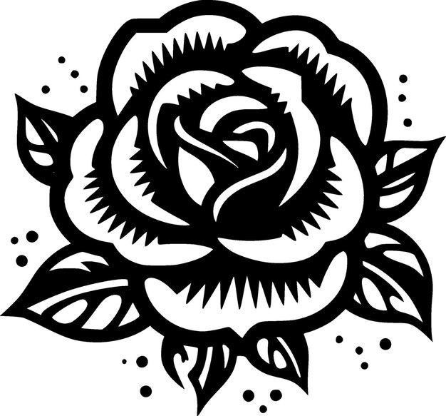 Ilustración vectorial de icono aislado de flor en blanco y negro