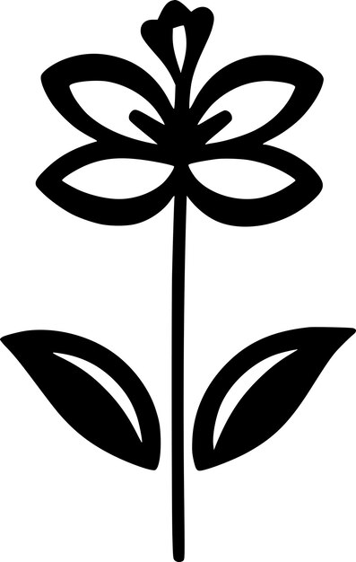 Ilustración vectorial de icono aislado de flor en blanco y negro