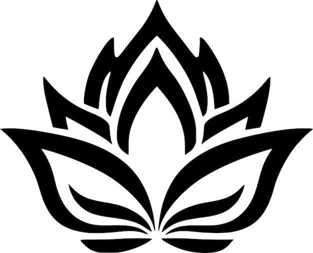 Ilustración vectorial del ícono aislado de la flor de loto en blanco y negro