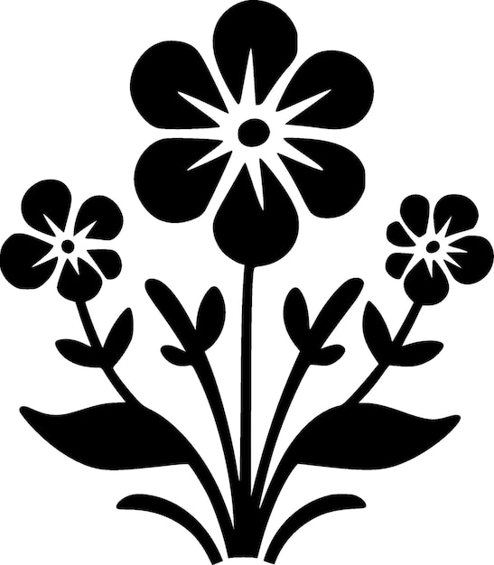 Ilustración vectorial del icono aislado de flores en blanco y negro