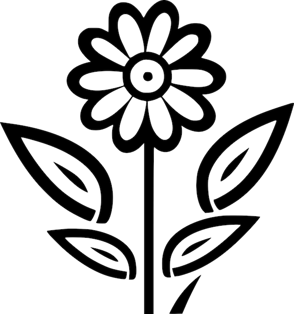 Vector ilustración vectorial del icono aislado de flores en blanco y negro