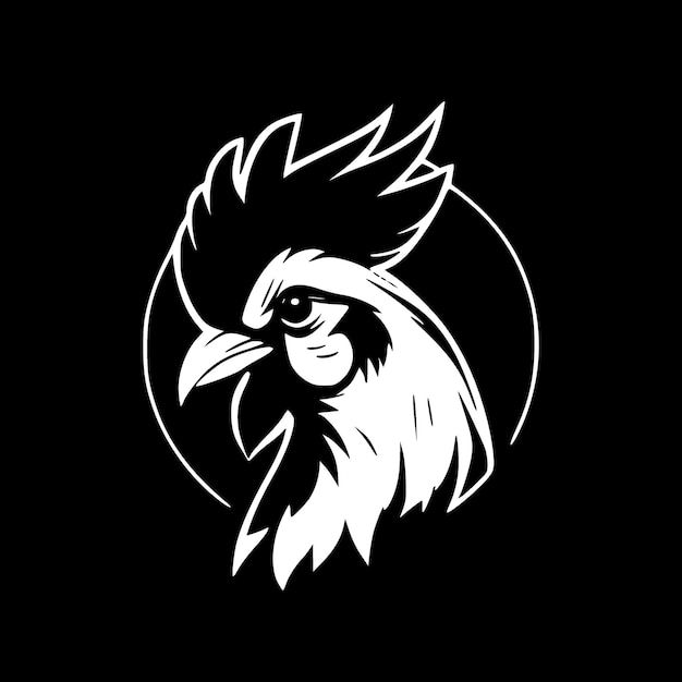Ilustración vectorial del icono aislado de gallo en blanco y negro