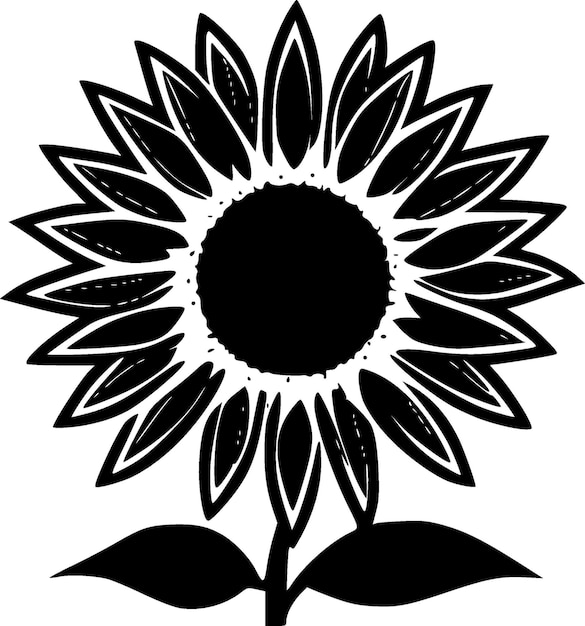 Ilustración vectorial del ícono aislado de girasol en blanco y negro