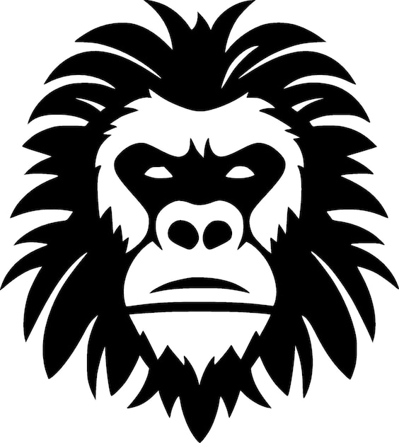 Vector ilustración vectorial del icono aislado gorila en blanco y negro