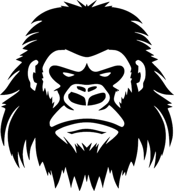 Vector ilustración vectorial del icono aislado gorila en blanco y negro