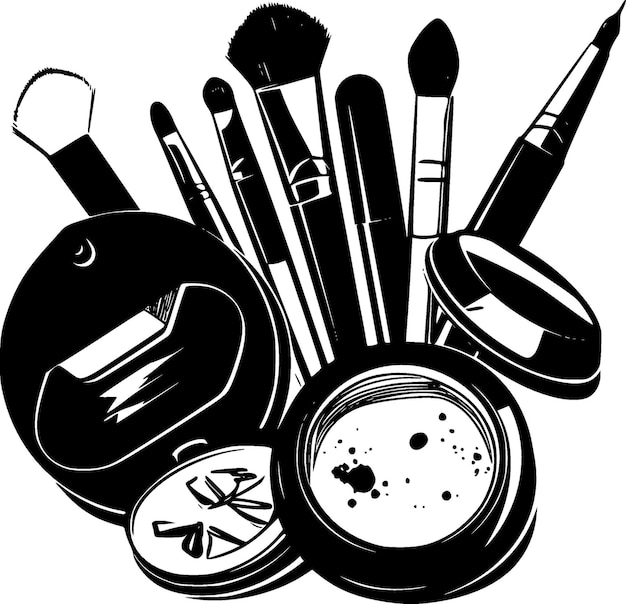 Ilustración vectorial del icono aislado de maquillaje en blanco y negro