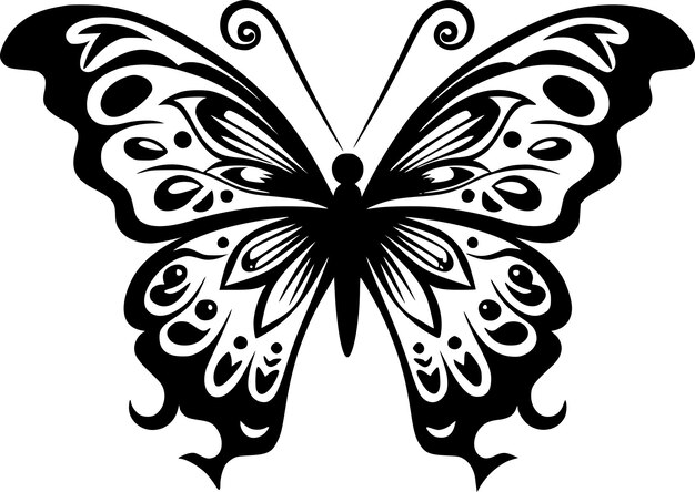 Vector ilustración vectorial de icono aislado de mariposa en blanco y negro